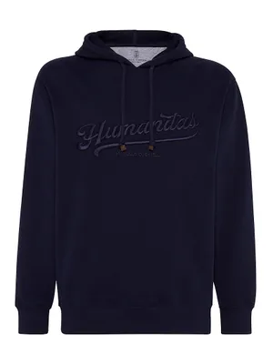 Cotton French Terry Hooded Sweatshirt With Embroidery