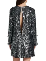 Lily Sequined Long-Sleeve A-Line Minidress