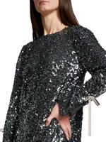 Lily Sequined Long-Sleeve A-Line Minidress