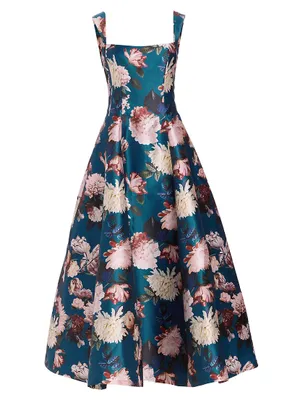 Audrey Floral Satin Fit & Flare Gown