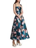 Audrey Floral Satin Fit & Flare Gown