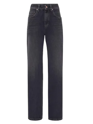 Authentic Denim Loose Jeans With Shiny Tab