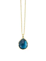 Rock Candy® 18K Gold & London Blue Topaz Medium Teardrop Pendant Necklace