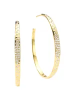 2T Stardust 18K Gold & Diamond #3 Crinkle Hoop Earrings