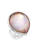 Rock Candy® Sterling Silver, Shell & Rock Crystal Medium Teardrop Ring