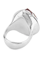 Rock Candy® Sterling Silver, Shell & Rock Crystal Medium Teardrop Ring