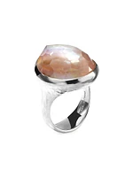 Rock Candy® Sterling Silver, Shell & Rock Crystal Medium Teardrop Ring