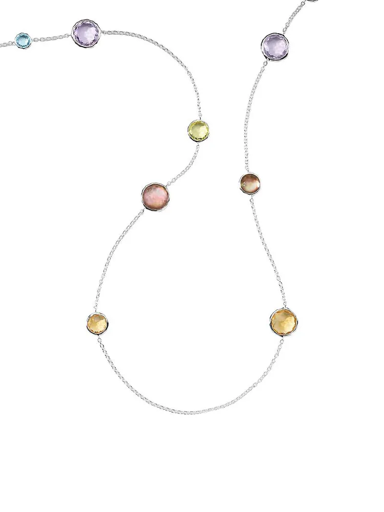 Lollipop Sterling Silver & Multi-Gemstone Station Necklace