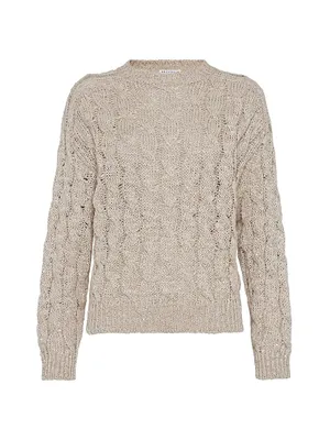 Dazzling Silk And Linen Cable Knit Sweater