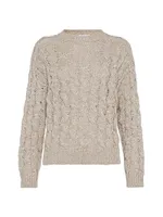 Dazzling Silk And Linen Cable Knit Sweater