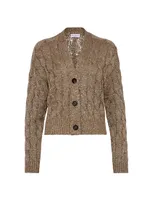 Dazzling Silk And Linen Cable Knit Cardigan