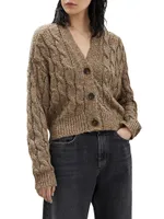 Dazzling Silk And Linen Cable Knit Cardigan