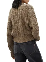 Dazzling Silk And Linen Cable Knit Cardigan