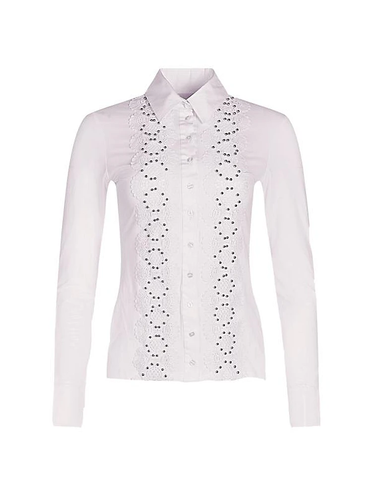 Books Lace & Beaded-Trim Long-Sleeve Shirt