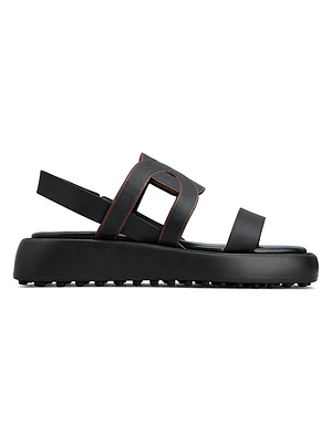 Logo-Detailed Leather Strappy Sandals