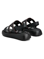 Logo-Detailed Leather Strappy Sandals