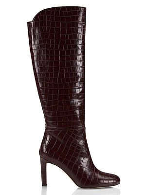 Shauna 2 90MM Crocodile-Embossed Leather Knee-High Boots