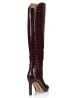 Shauna 2 90MM Crocodile-Embossed Leather Knee-High Boots