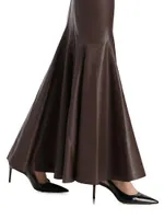 Strapless Fishtail Faux Leather Gown