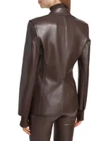 Classic Single-Breasted Faux Leather Blazer