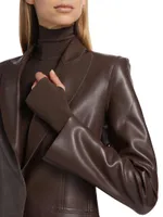 Classic Single-Breasted Faux Leather Blazer