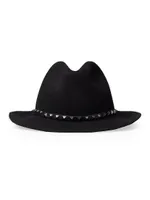 Rockstud Wool And Leather Fedora Hat With Applique Studs