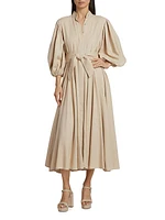 Bromelia Linen Tie-Waist Shirtdress