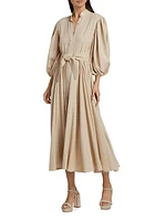 Bromelia Linen Tie-Waist Shirtdress