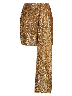 Carta De Amor Sequined Draped Miniskirt