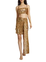 Carta De Amor Sequined Draped Miniskirt