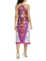 Dreamy Scarf Chain-Strap Midi-Dress