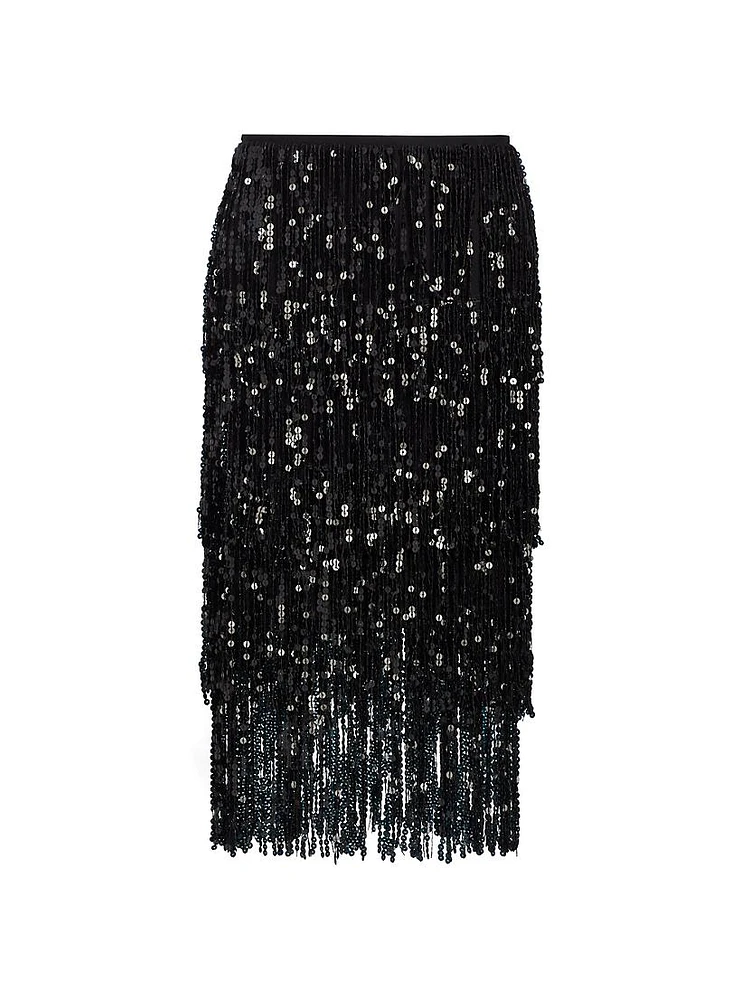 Confianza Sequin Fringe Pencil Skirt