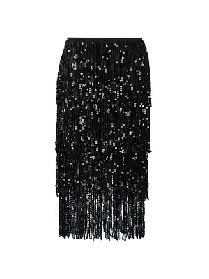 Confianza Sequin Fringe Pencil Skirt