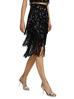 Confianza Sequin Fringe Pencil Skirt