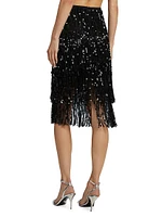 Confianza Sequin Fringe Pencil Skirt