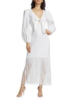 Marea Fringed Linen Maxi Dress