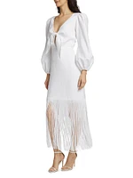 Marea Fringed Linen Maxi Dress