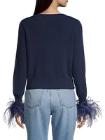 V-Neck Feather-Cuff Sweater