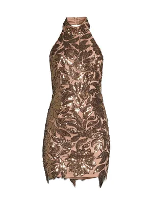 Olivia Sequin Leaf Minidress