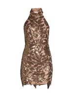 Olivia Sequin Leaf Minidress