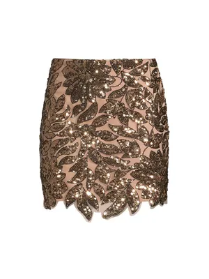 Kristina Sequin Leaf Miniskirt