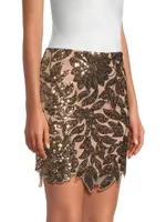 Kristina Sequin Leaf Miniskirt