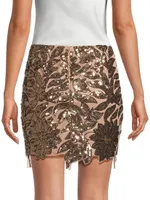 Kristina Sequin Leaf Miniskirt