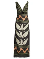 Sonne Simone Printed Linen Midi-Dress