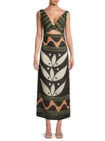 Sonne Simone Printed Linen Midi-Dress