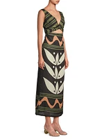 Sonne Simone Printed Linen Midi-Dress