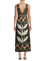 Sonne Simone Printed Linen Midi-Dress