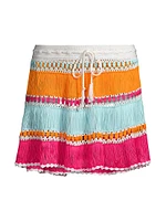 Hand Crochet Striped Cover-Up Miniskirt