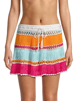 Hand Crochet Striped Cover-Up Miniskirt