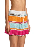 Hand Crochet Striped Cover-Up Miniskirt